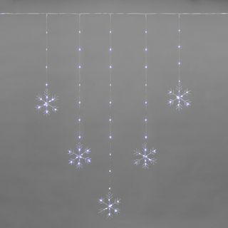 Занавес из росы с фигурами Снежинок 1,5х1,15м 156 LED БЕЛЫЙ IP20 USB + пульт управления